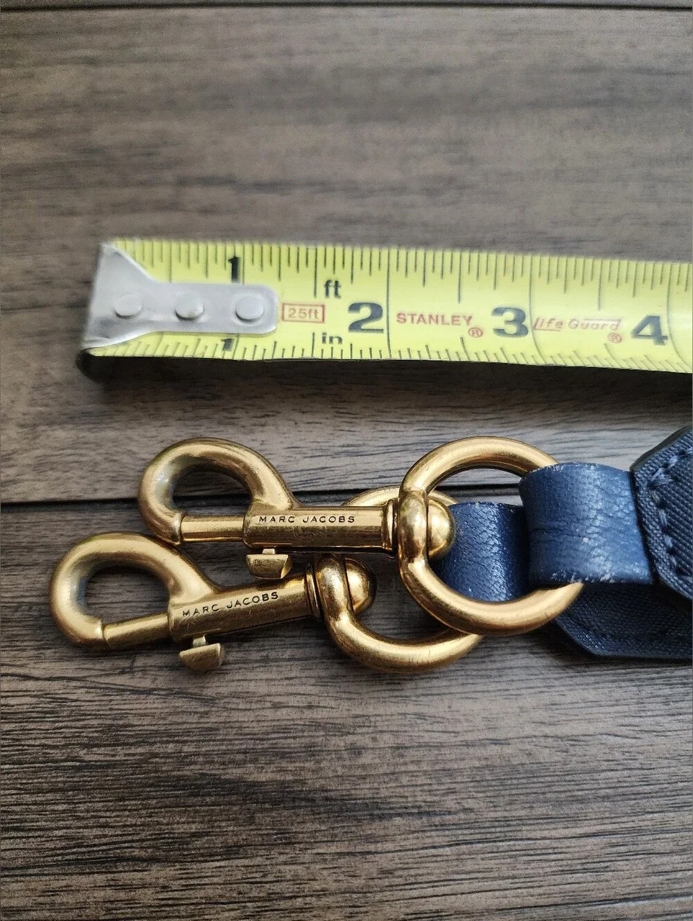 Marc Jacobs Saffiano Navy Leather With Gold Tone Hardware, 50 In At Longest